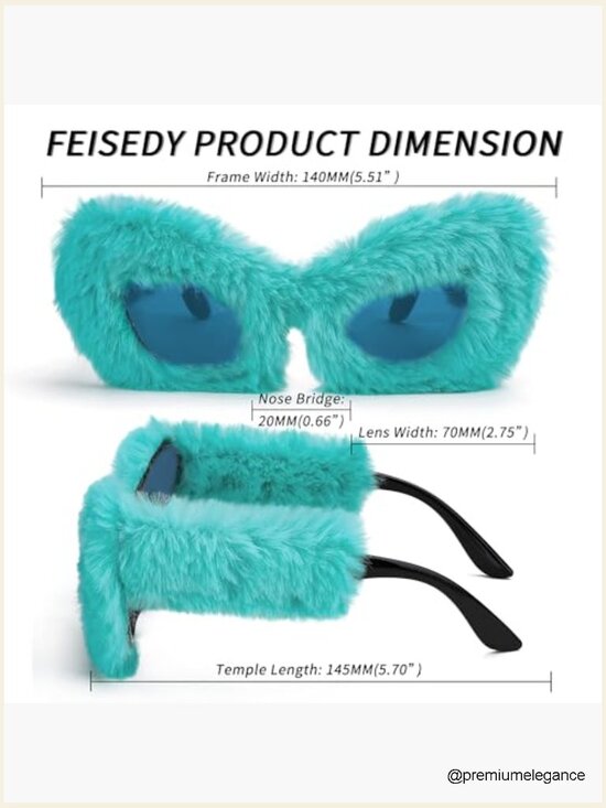 Plush Fuzzy Cat Eye Sunglasses Punk Velvet Shades Ladies Party Masquerade